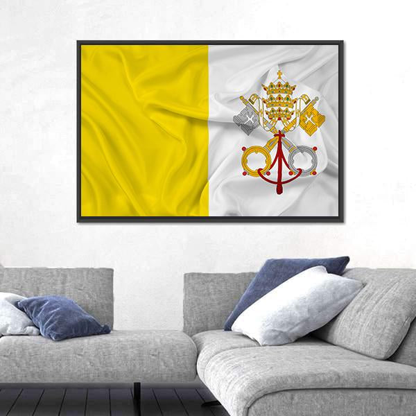 Waving Vatican City Flag Canvas Wall Art-3 Horizontal-Gallery Wrap-25" x 16"-Tiaracle