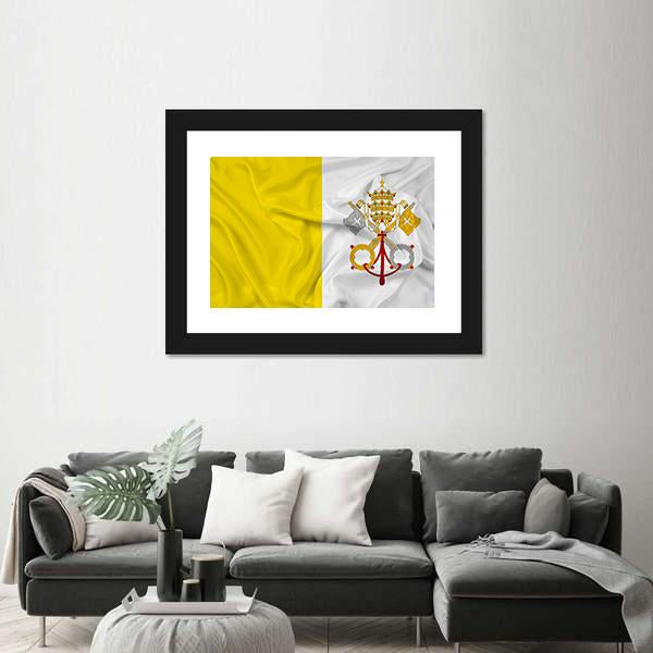 Waving Vatican City Flag Canvas Wall Art-3 Horizontal-Gallery Wrap-25" x 16"-Tiaracle