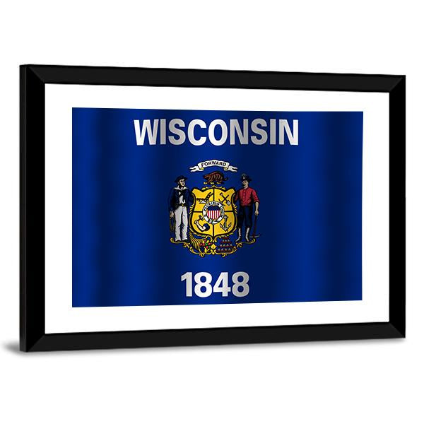 Waving Wisconsin State Flag Canvas Wall Art-3 Horizontal-Gallery Wrap-25" x 16"-Tiaracle