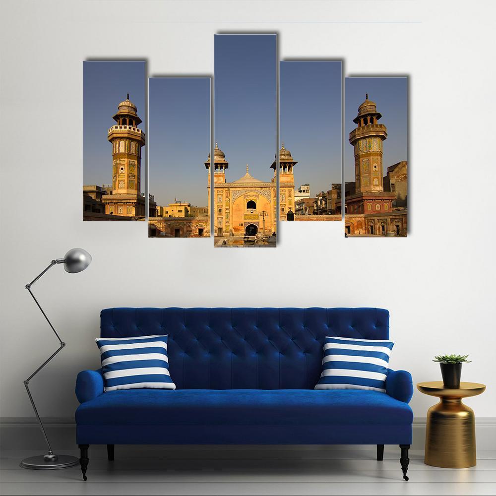 Wazir Khan Mosque In The Old City Center Of Lahore Pakistan Canvas Wall Art-5 Pop-Gallery Wrap-47" x 32"-Tiaracle