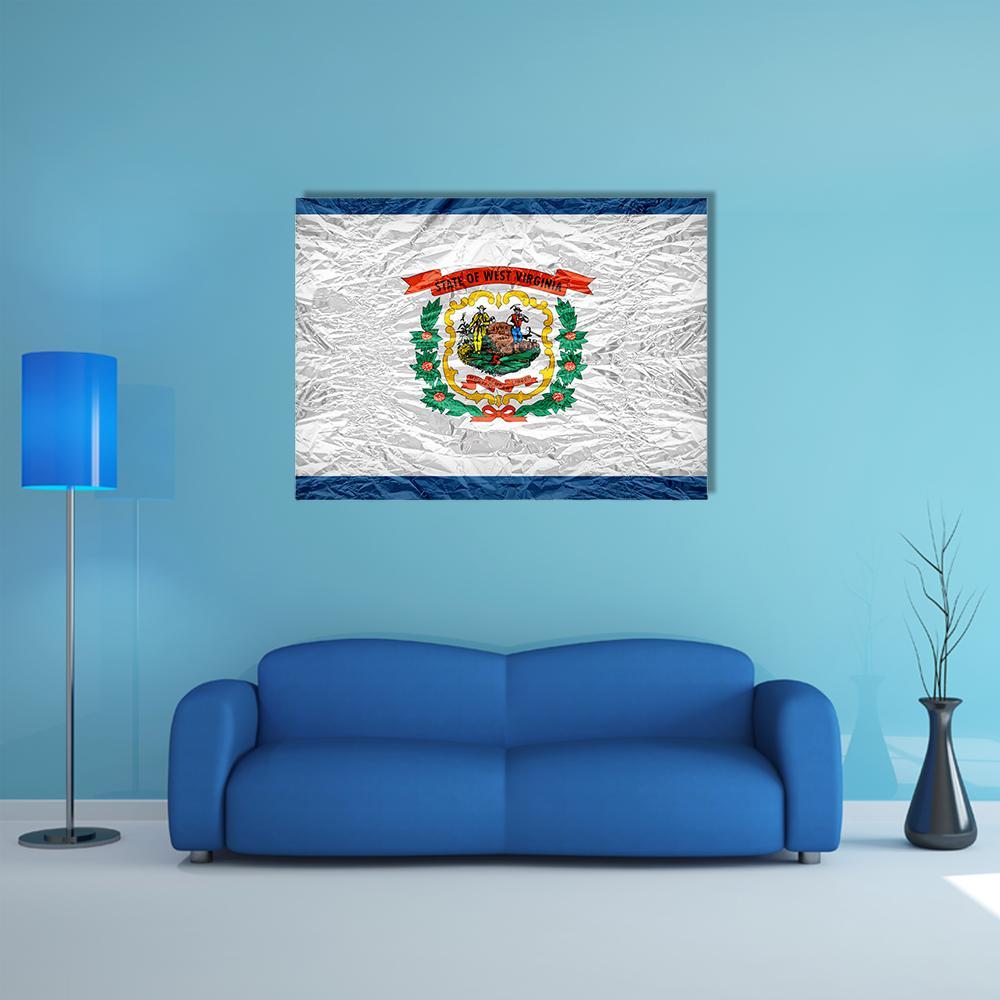 West Virginia Flag Canvas Wall Art-1 Piece-Gallery Wrap-48" x 32"-Tiaracle