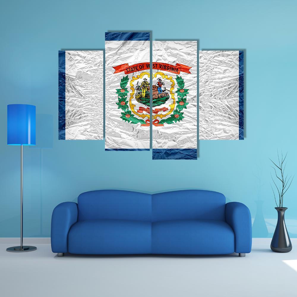 West Virginia Flag Canvas Wall Art-4 Pop-Gallery Wrap-50" x 32"-Tiaracle