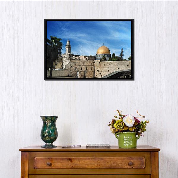 Western Wall In Jerusalem Canvas Wall Art-1 Piece-Floating Frame-24" x 16"-Tiaracle