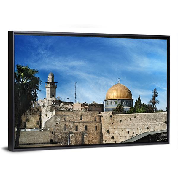 Western Wall In Jerusalem Canvas Wall Art-3 Horizontal-Gallery Wrap-25" x 16"-Tiaracle