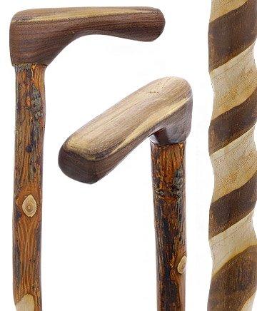 Scratch & Dent  Spiraled Hickory with Walnut Handle Walking Cane V1538