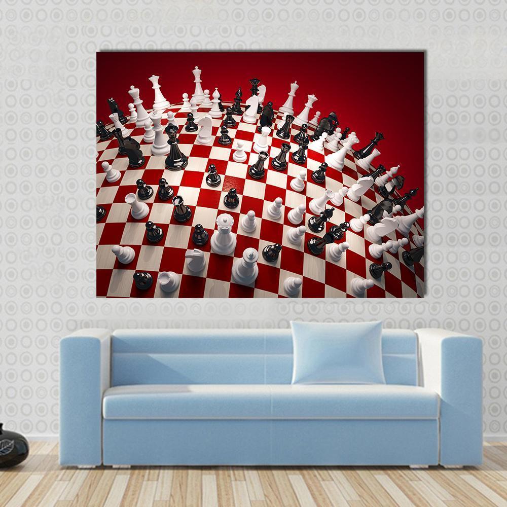 White & Black Chess Canvas Wall Art-1 Piece-Gallery Wrap-48" x 32"-Tiaracle