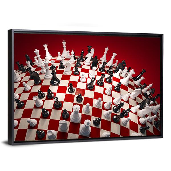 White & Black Chess Canvas Wall Art-3 Horizontal-Gallery Wrap-25" x 16"-Tiaracle