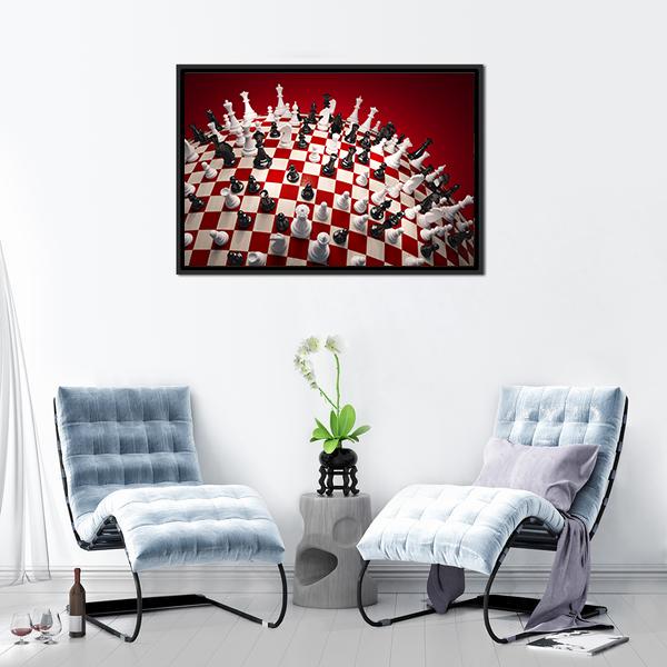 White & Black Chess Canvas Wall Art-3 Horizontal-Gallery Wrap-25" x 16"-Tiaracle