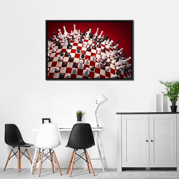 White & Black Chess Canvas Wall Art-3 Horizontal-Gallery Wrap-25" x 16"-Tiaracle