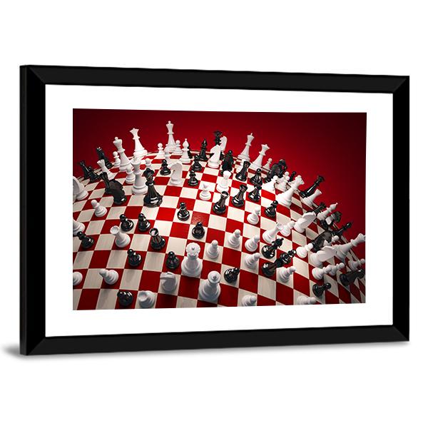 White & Black Chess Canvas Wall Art-3 Horizontal-Gallery Wrap-25" x 16"-Tiaracle