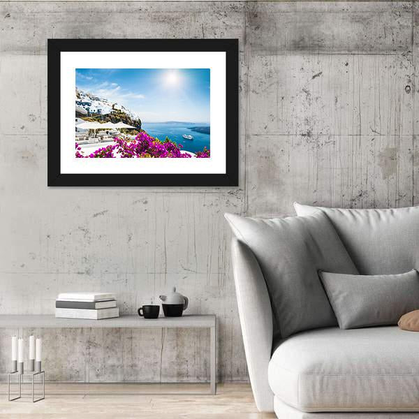 White Architecture On Santorini Island Canvas Wall Art-3 Horizontal-Gallery Wrap-25" x 16"-Tiaracle