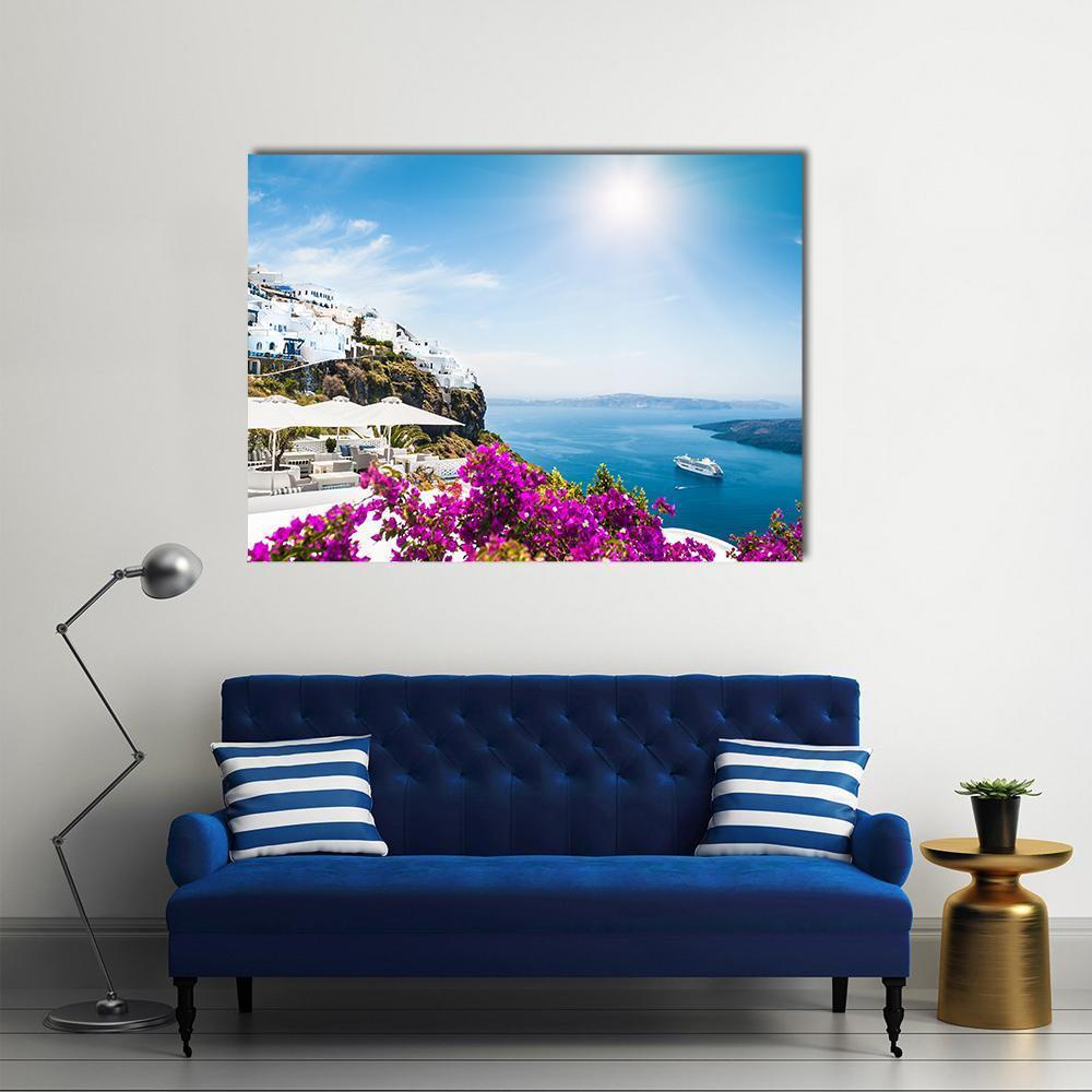 White Architecture On Santorini Island Canvas Wall Art-1 Piece-Gallery Wrap-48" x 32"-Tiaracle