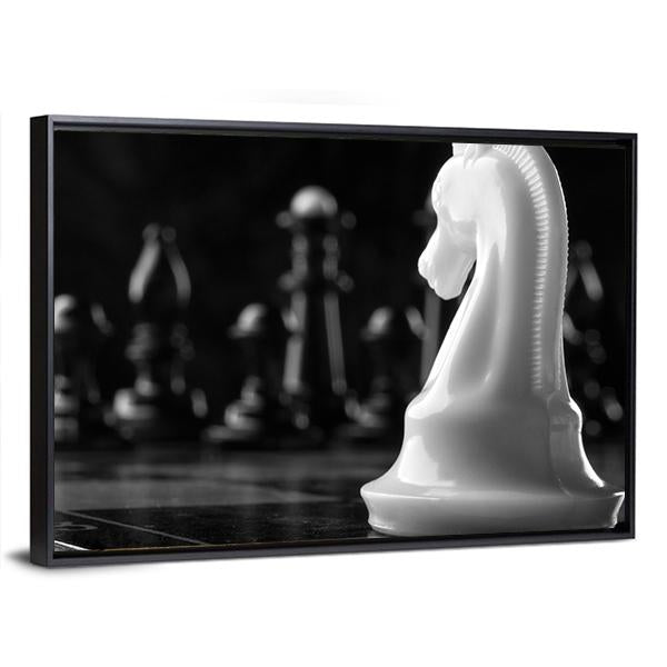 White Knight Chess Piece Canvas Wall Art-3 Horizontal-Gallery Wrap-25" x 16"-Tiaracle