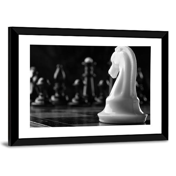 White Knight Chess Piece Canvas Wall Art-3 Horizontal-Gallery Wrap-25" x 16"-Tiaracle