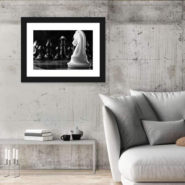 White Knight Chess Piece Canvas Wall Art-3 Horizontal-Gallery Wrap-25" x 16"-Tiaracle