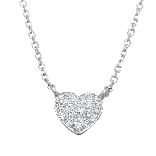 Mini Diamond Heart Necklace in 14k Gold