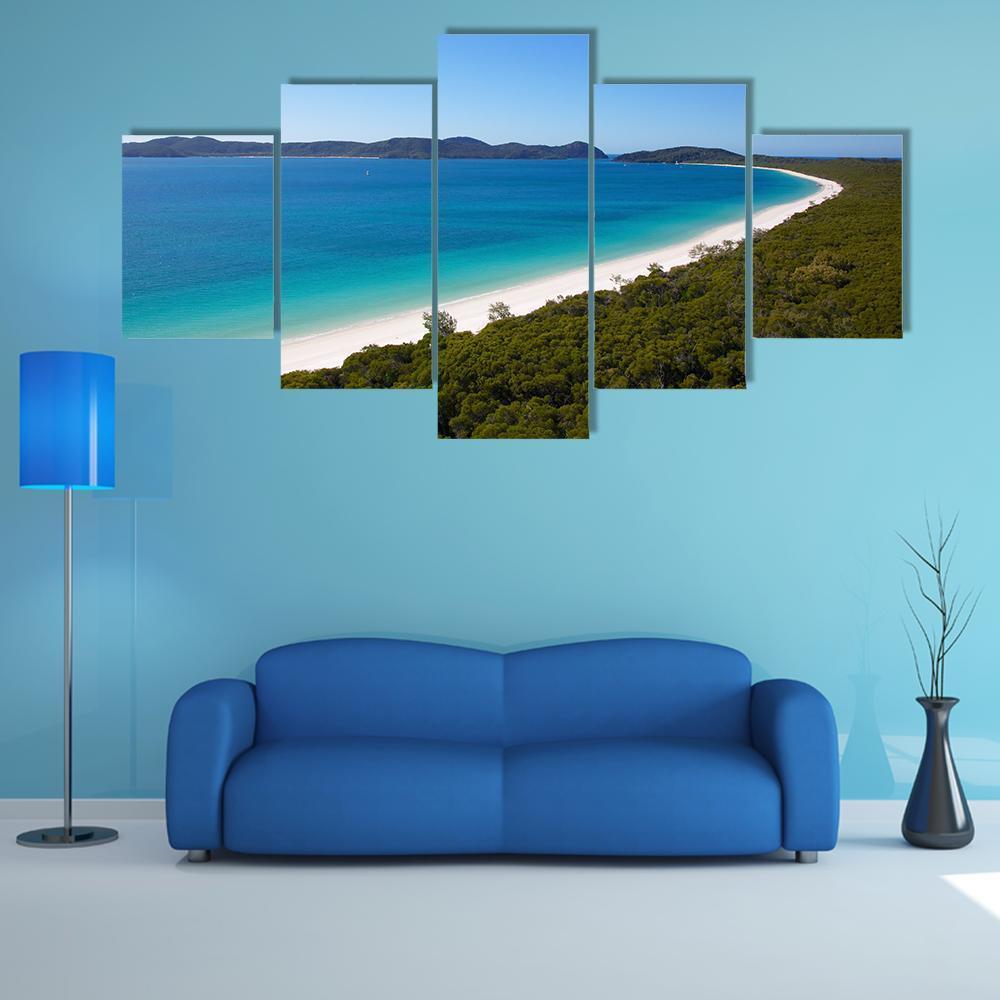 Whitehaven Beach View Canvas Wall Art-5 Star-Gallery Wrap-62" x 32"-Tiaracle