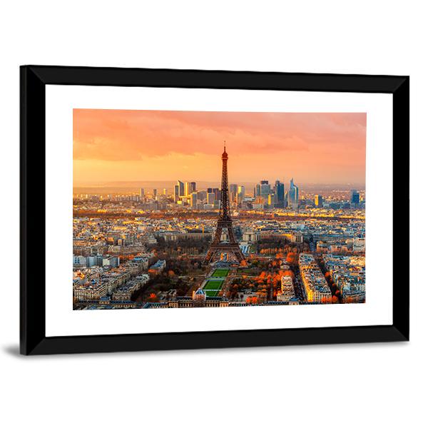 Wide Angle View Of Paris At Twilight France Canvas Wall Art-3 Horizontal-Gallery Wrap-25" x 16"-Tiaracle