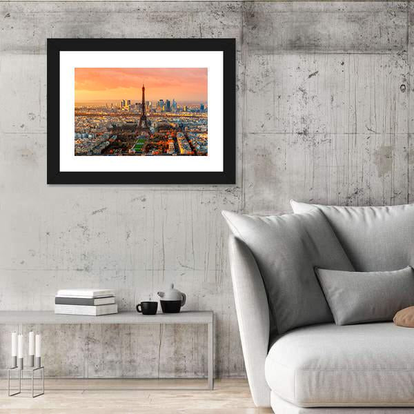 Wide Angle View Of Paris At Twilight France Canvas Wall Art-3 Horizontal-Gallery Wrap-25" x 16"-Tiaracle