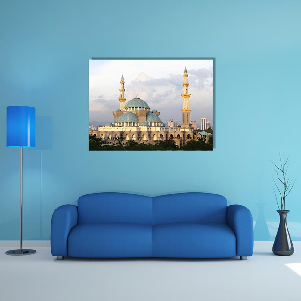 Wilayah Mosque Canvas Wall Art-1 Piece-Gallery Wrap-48" x 32"-Tiaracle