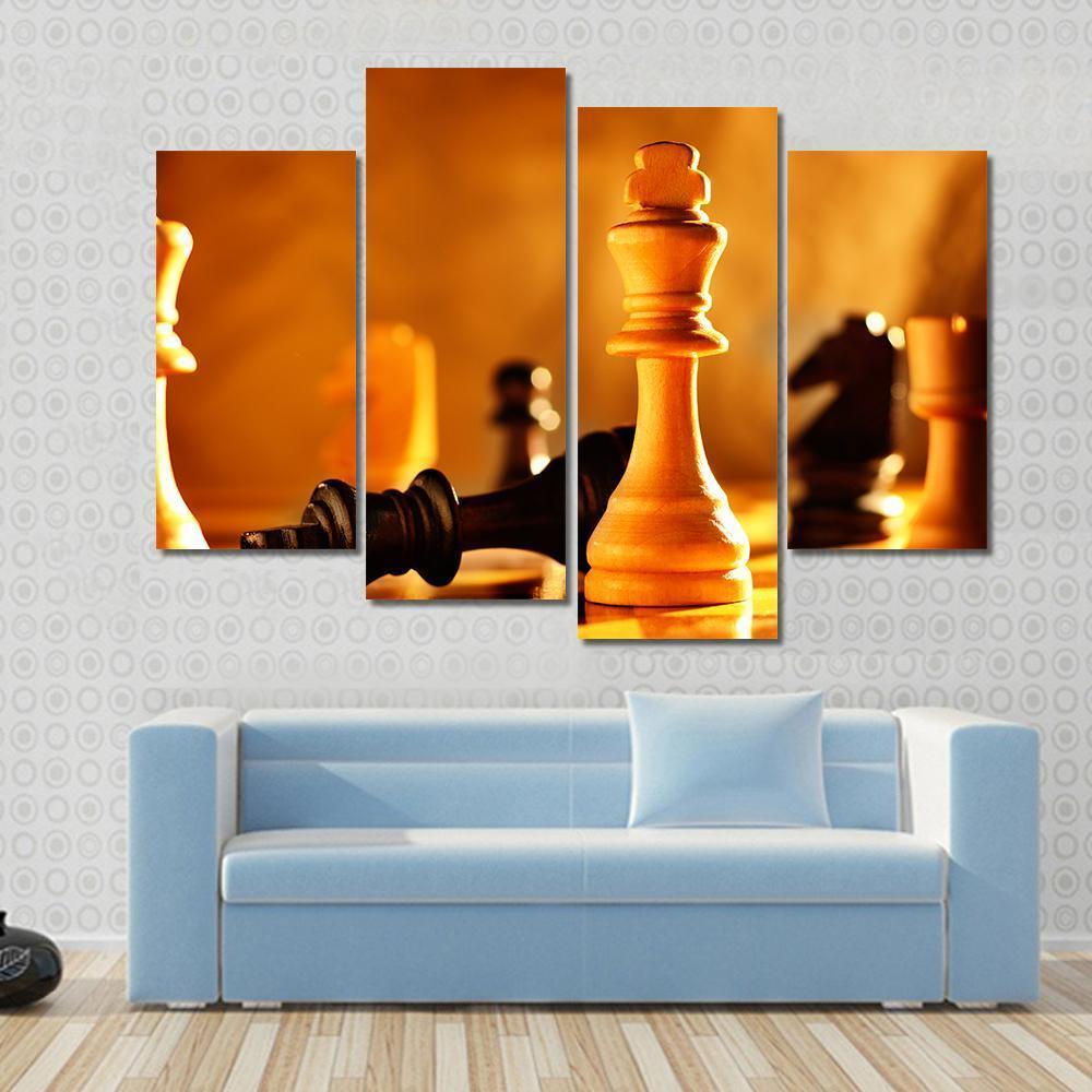 Winner And Loser In A Game Of Chess With Focus To The Two Kings Canvas Wall Art-4 Pop-Gallery Wrap-50" x 32"-Tiaracle