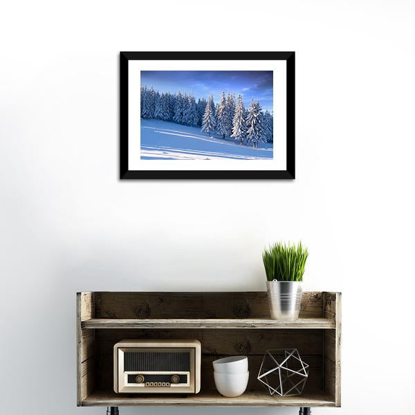 Winter Landscape In Forest Canvas Wall Art-1 Piece-Framed Print-20" x 16"-Tiaracle