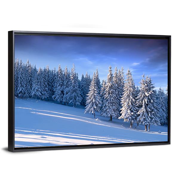 Winter Landscape In Forest Canvas Wall Art-3 Horizontal-Gallery Wrap-25" x 16"-Tiaracle