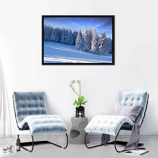 Winter Landscape In Forest Canvas Wall Art-3 Horizontal-Gallery Wrap-25" x 16"-Tiaracle