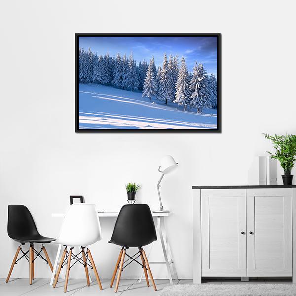 Winter Landscape In Forest Canvas Wall Art-3 Horizontal-Gallery Wrap-25" x 16"-Tiaracle