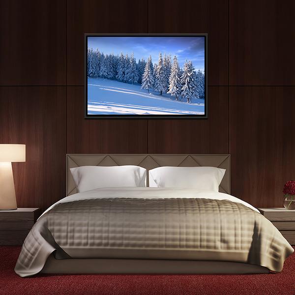 Winter Landscape In Forest Canvas Wall Art-3 Horizontal-Gallery Wrap-25" x 16"-Tiaracle