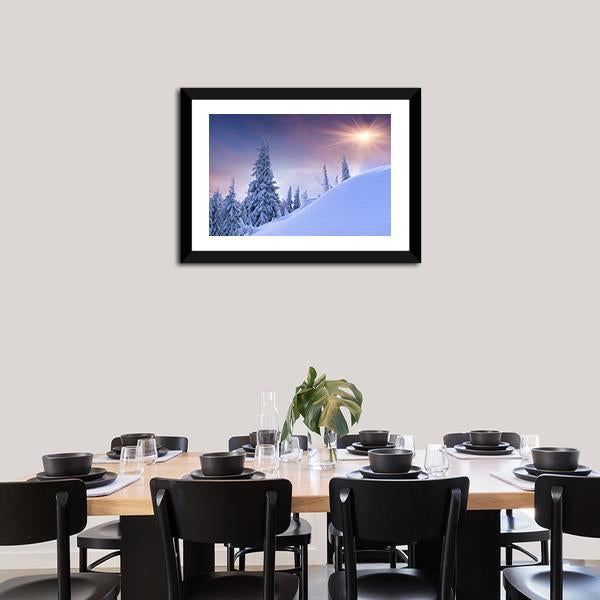 Winter Landscape Sunrise Canvas Wall Art-3 Horizontal-Gallery Wrap-25" x 16"-Tiaracle