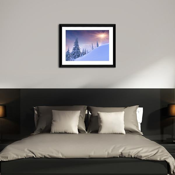 Winter Landscape Sunrise Canvas Wall Art-3 Horizontal-Gallery Wrap-25" x 16"-Tiaracle