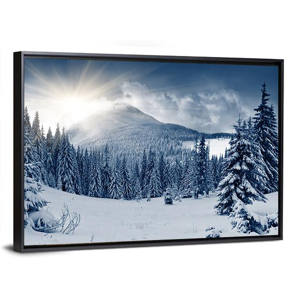 Winter Landscape With Snow Covered Trees Canvas Wall Art-3 Horizontal-Gallery Wrap-25" x 16"-Tiaracle