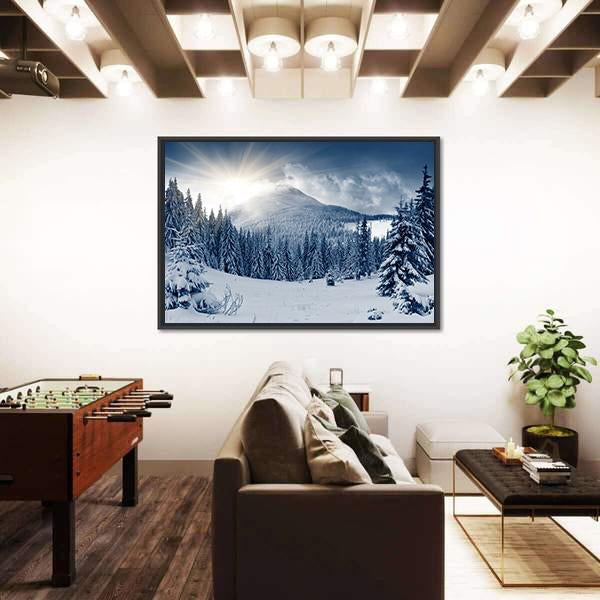 Winter Landscape With Snow Covered Trees Canvas Wall Art-3 Horizontal-Gallery Wrap-25" x 16"-Tiaracle