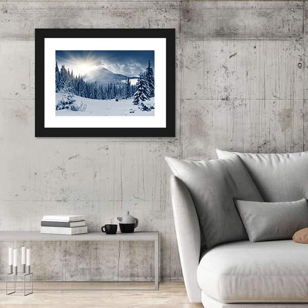 Winter Landscape With Snow Covered Trees Canvas Wall Art-3 Horizontal-Gallery Wrap-25" x 16"-Tiaracle