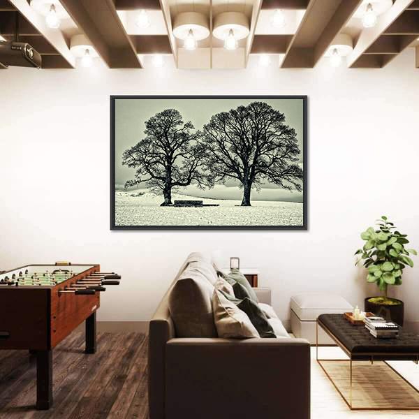 Winter Trees On Scottish Borders Canvas Wall Art-3 Horizontal-Gallery Wrap-25" x 16"-Tiaracle