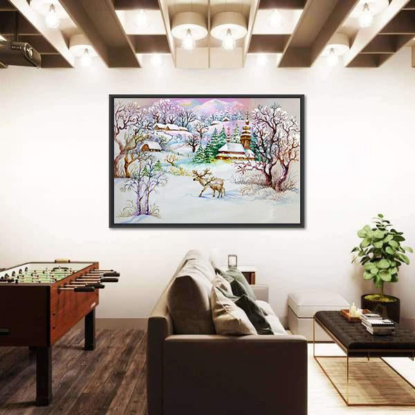 Winter Village Life Canvas Wall Art-3 Horizontal-Gallery Wrap-25" x 16"-Tiaracle