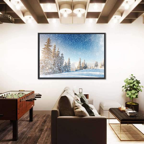 Wintry Scene In Carpathian Canvas Wall Art-3 Horizontal-Gallery Wrap-25" x 16"-Tiaracle