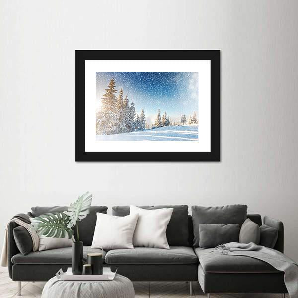 Wintry Scene In Carpathian Canvas Wall Art-3 Horizontal-Gallery Wrap-25" x 16"-Tiaracle