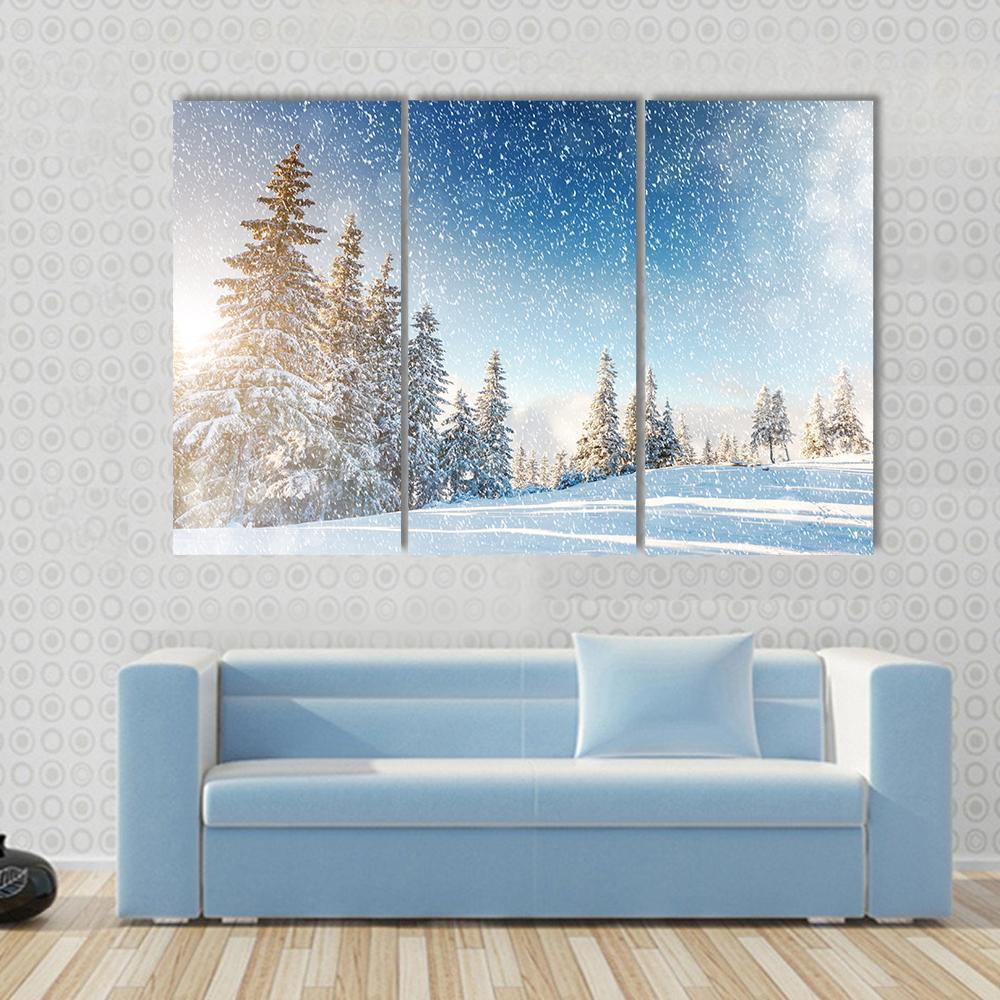 Wintry Scene In Carpathian Canvas Wall Art-3 Horizontal-Gallery Wrap-37" x 24"-Tiaracle