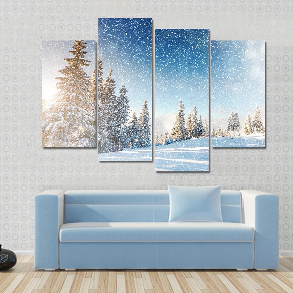 Wintry Scene In Carpathian Canvas Wall Art-4 Pop-Gallery Wrap-50" x 32"-Tiaracle