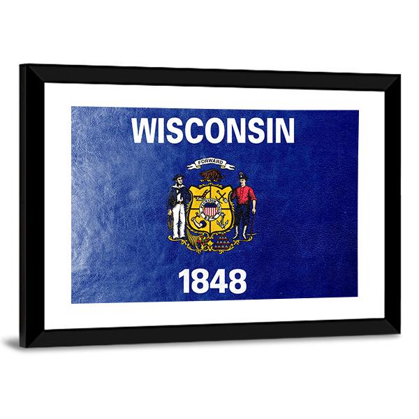 Wisconsin State Flag Canvas Wall Art-3 Horizontal-Gallery Wrap-25" x 16"-Tiaracle