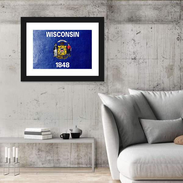 Wisconsin State Flag Canvas Wall Art-3 Horizontal-Gallery Wrap-25" x 16"-Tiaracle
