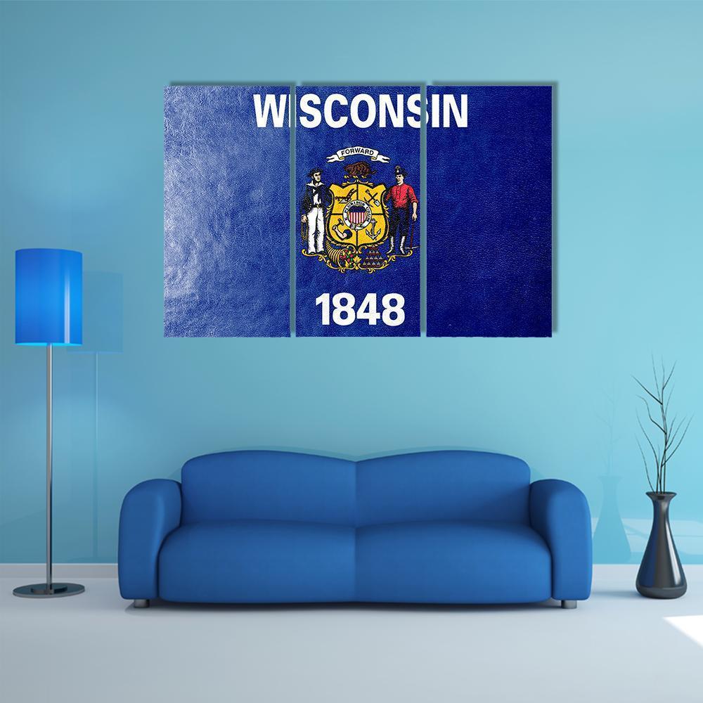 Wisconsin State Flag Canvas Wall Art-3 Horizontal-Gallery Wrap-37" x 24"-Tiaracle