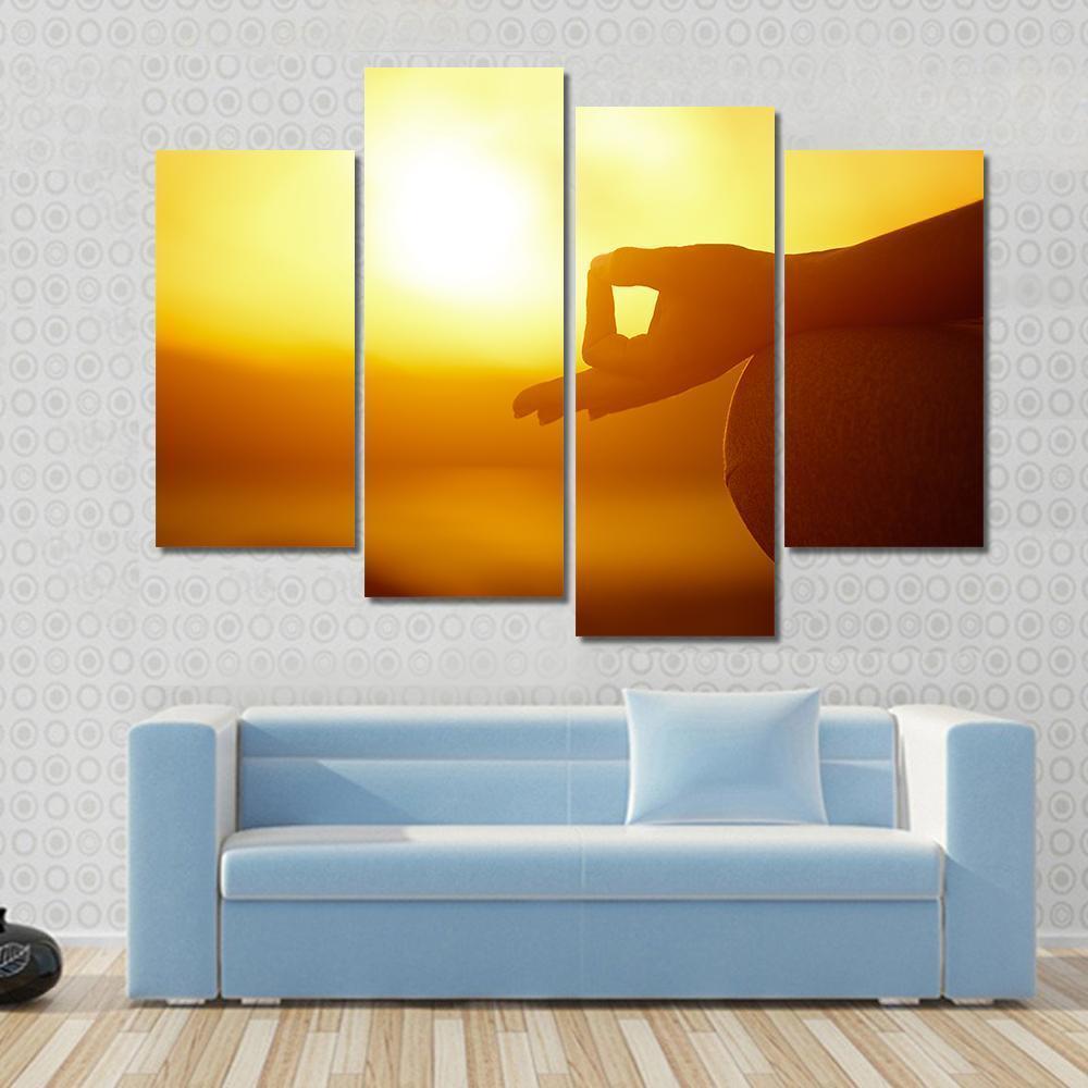 Woman Practicing Yoga Lotus Pose On The Beach Canvas Wall Art-4 Pop-Gallery Wrap-50" x 32"-Tiaracle