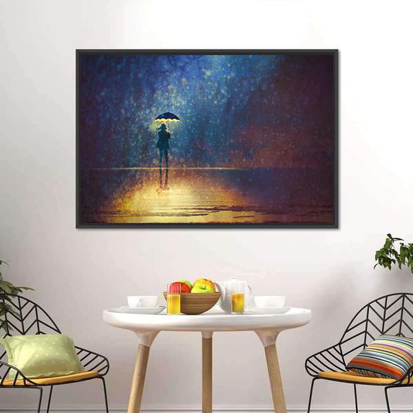 Woman Under Umbrella Canvas Wall Art-3 Horizontal-Gallery Wrap-25" x 16"-Tiaracle