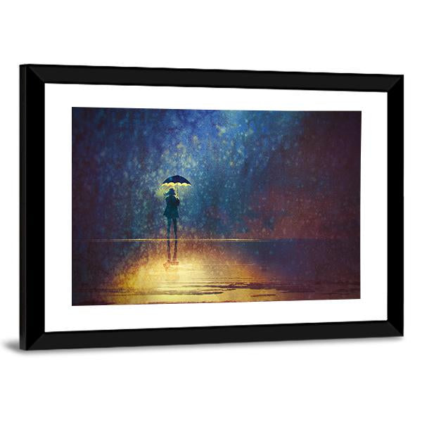 Woman Under Umbrella Canvas Wall Art-3 Horizontal-Gallery Wrap-25" x 16"-Tiaracle