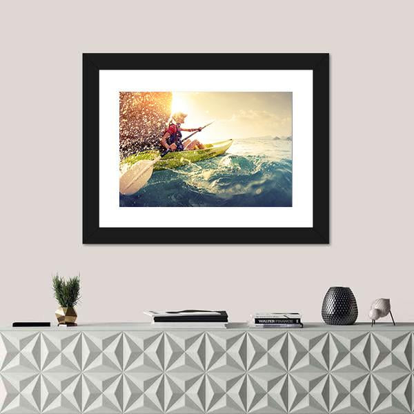 Woman With The Kayak Canvas Wall Art-1 Piece-Framed Print-20" x 16"-Tiaracle