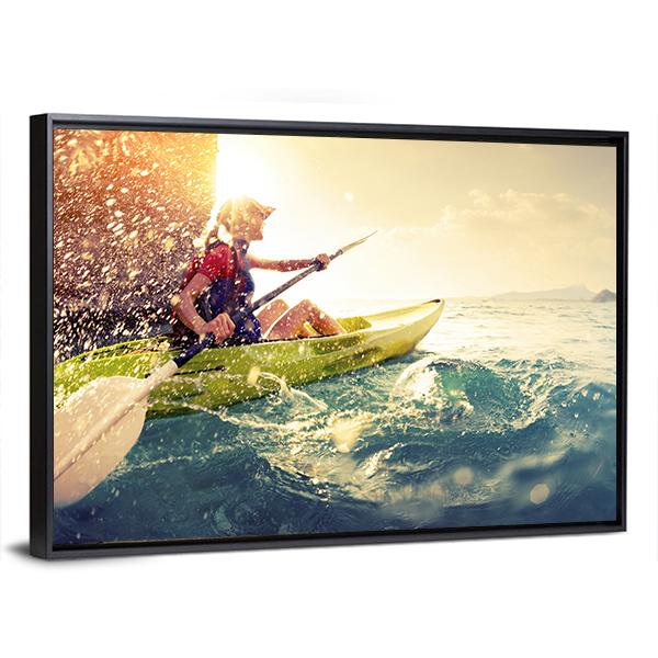 Woman With The Kayak Canvas Wall Art-3 Horizontal-Gallery Wrap-25" x 16"-Tiaracle