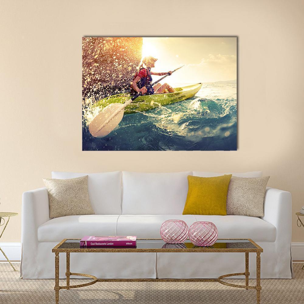 Woman With The Kayak Canvas Wall Art-1 Piece-Gallery Wrap-48" x 32"-Tiaracle